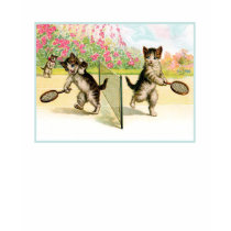 Badminton Kittens Vintage Art T-Shirt by VintagePets Badminton Kittens Vintage Art T-Shirt