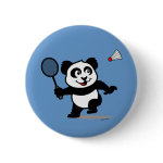 Panda loves to play badminton! He's got his racket in hand and he's ready to hit the birdie over the net! Cute for badminton players and fans!