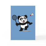 Panda loves to play badminton! He's got his racket in hand and he's ready to hit the birdie over the net! Cute for badminton players and fans!