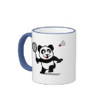 Panda loves to play badminton! He's got his racket in hand and he's ready to hit the birdie over the net! Cute for badminton players and fans!