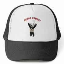Badminton Panda Power Trucker Hats