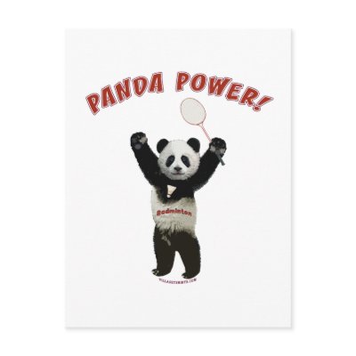 Badminton Panda Power Postcards by HappyDoggies