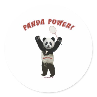 Badminton Panda Power Stickers by HappyDoggies