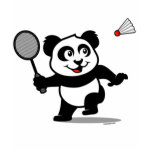 Panda loves to play badminton! He's got his racket in hand and he's ready to hit the birdie over the net! Cute for badminton players and fans!