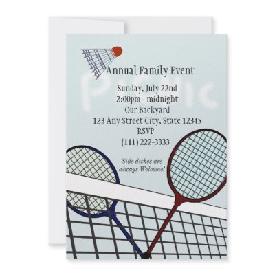 Badminton Party / Picnic Invite by tshirtmeshirt