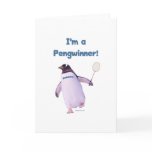 Badminton Penguin Greeting Card