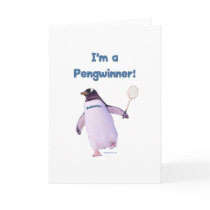 Badminton Penguin Greeting Card