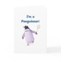Badminton Penguin Greeting Card