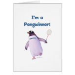 Badminton Penguin Greeting Card