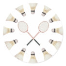 round_sticker - Grab your racket and sock it to me with our badminton shirts. Crossed racket badminton shirts, sweatshirts, caps, cups, thongs and boxers and other badminton gift items.