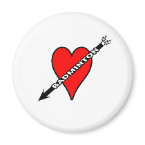 Badminton Red Heart Refrigerator Magnets