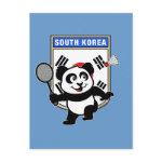 This little badminton-playing panda is too cute! Panda holds a raquet and is ready to hit the shuttle for the South Korean team! Great for fans of the South Korea badminton team or South Korean badminton players!