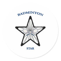 Badminton Star Round Stickers