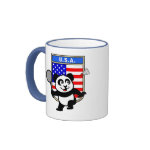 This little badminton-playing panda is too cute! Panda holds a raquet and is ready to hit the shuttle for the American team! Great for fans of the USA badminton team or patriotic American badminton players!