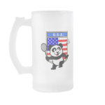 This little badminton-playing panda is too cute! Panda holds a raquet and is ready to hit the shuttle for the American team! Great for fans of the USA badminton team or patriotic American badminton players!