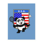 This little badminton-playing panda is too cute! Panda holds a raquet and is ready to hit the shuttle for the American team! Great for fans of the USA badminton team or patriotic American badminton players!