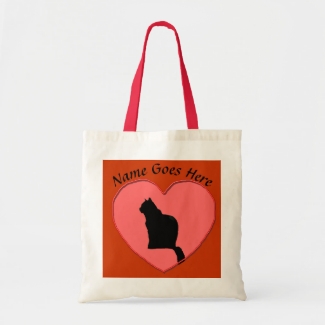 Bag - Black Cat in Red Heart Frame