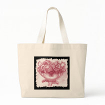 Bag With Colorized Pencil Sketch Of Flowers by LuraDee Bag With Colorized Pencil Sketch Of Flowers
