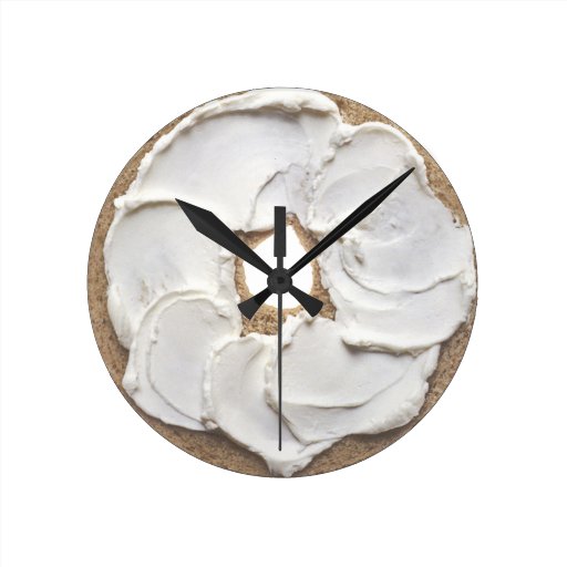 Bagel and Cream Cheese Novelty Round Wall Clocks