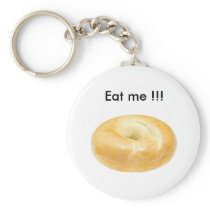 Bagel " Eat me !!! " round magnet Keychains
