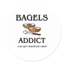 Bagels Addict Round Stickers
