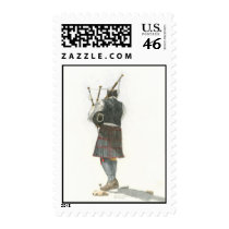 Bagpiper Watercolor Postage Stamp