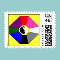 Bagua - yellow - postage stamps stamps