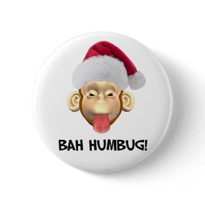 Bah Humbug Monkey button