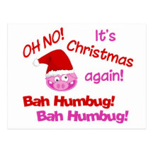 BAH HUMBUG Pig postcard