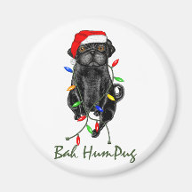 Bah HumPug Black Pug Fridge Magnets