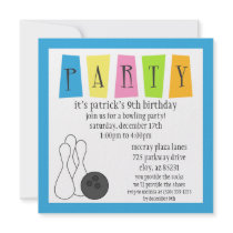 Bahama Blue Bowl-a-Rama Bowling Birthday Party Custom Invite