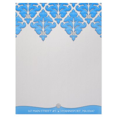 Bahama Blue Diamond Damask Business Letterhead by MaddisonLaneBusiness