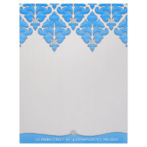 Bahama Blue Diamond Damask Business Letterhead