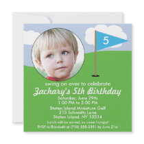 Bahama Blue Hole in One Photo Mini Golf Party Custom Invites