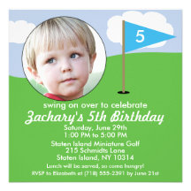 Bahama Blue Hole in One Photo Mini Golf Party Custom Invites