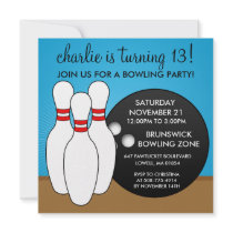 Bahama Blue Let's Have a Ball Bowling Party Invites