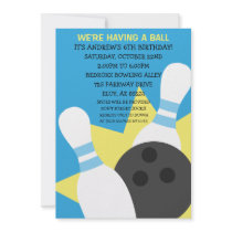 Bahama Blue On the Ball Bowling Party Invitation