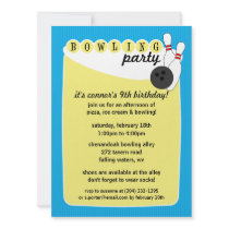 Bahama Blue Retro Bowling Alley Bowling Birthday Invitation
