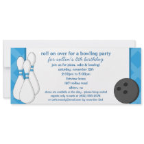 Bahama Blue Roll on Over Bowling Birthday Party Invitation
