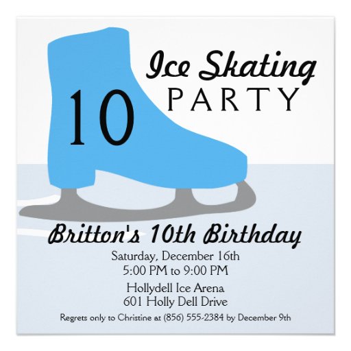 Bahama Blue Skate Date Ice Skating Birthday Party Announcement