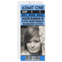 Bahama Blue VIP Photo Ticket Birthday Party Custom Invites