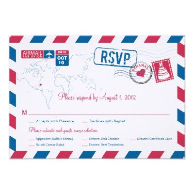 Bahamas Air Mail Wedding RSVP Personalized Invite