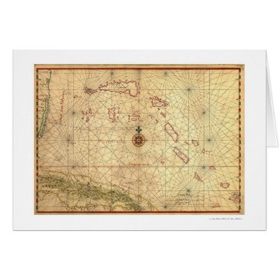 Bahamas & Cuba Map 1650 Card by lc_maps