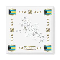 Bahamas Map + Flags Magnet