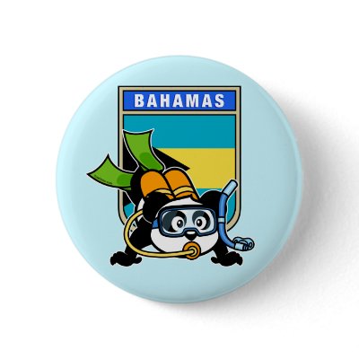Bahamas Scuba Panda Pinback Buttons by cuteunion