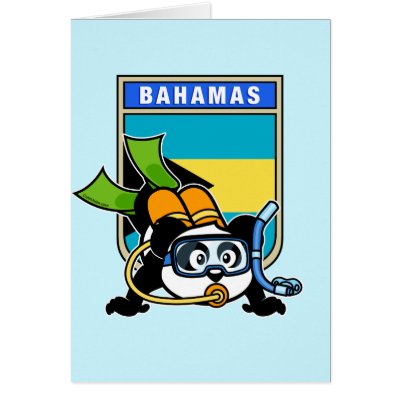 Bahamas Scuba Panda Greeting Card by cuteunion