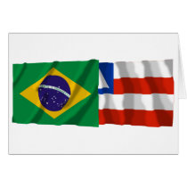 Bahia & Brazil Waving Flags Card