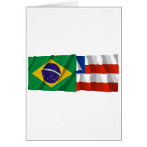 Bahia & Brazil Waving Flags cards