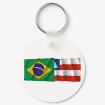 Bahia & Brazil Waving Flags keychains by Vexillophile Bahia & Brazil Waving Flags keychains