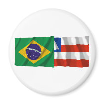 Bahia & Brazil Waving Flags Magnets